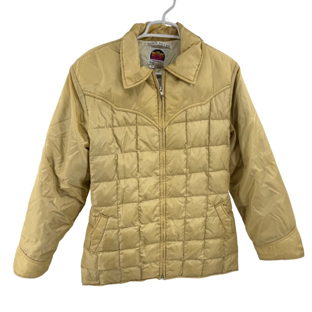Vintage Miller Women's Gold Puffer Jacket 16 down filled winter metallic